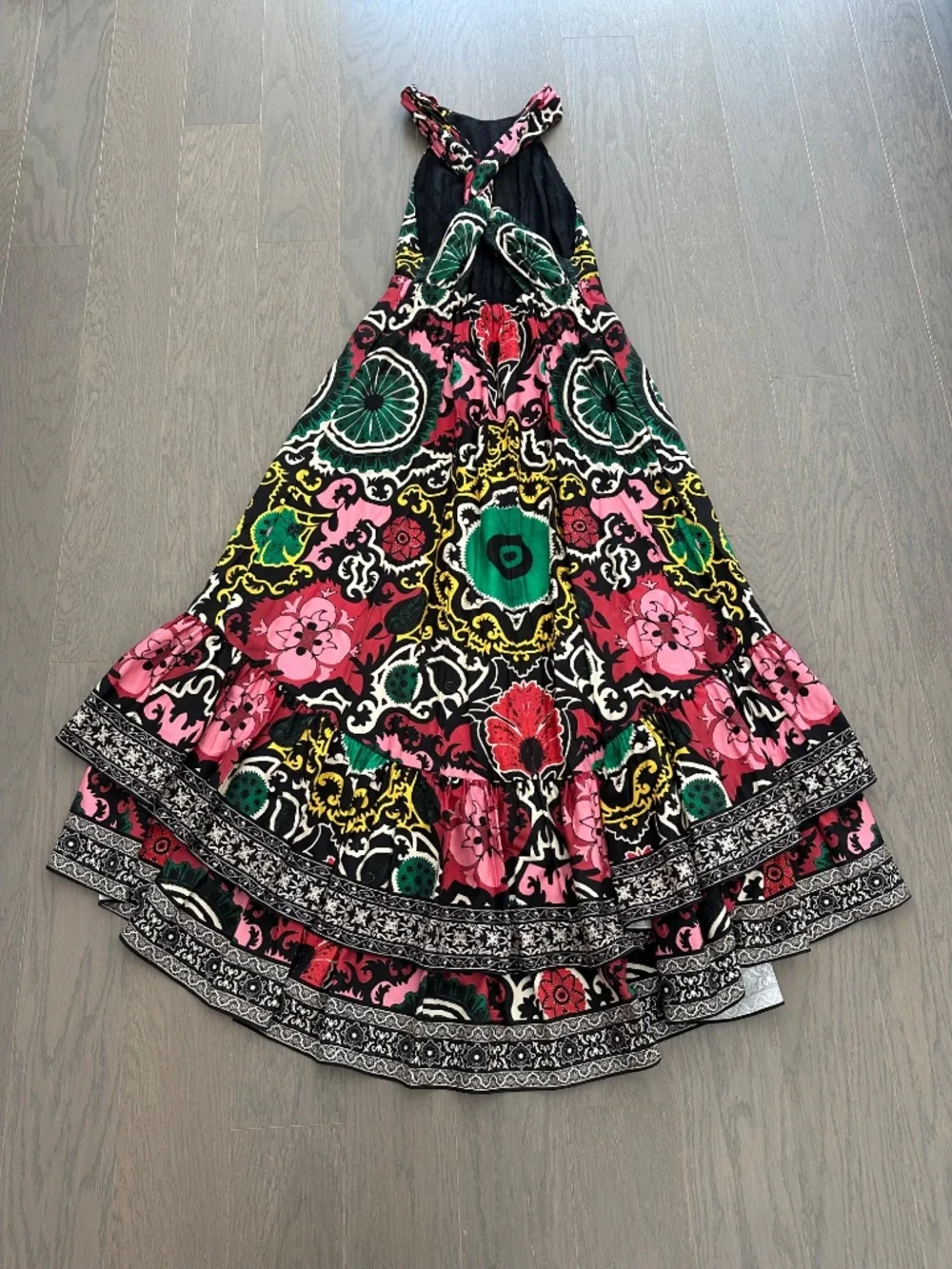 Alice + Olivia Loyce Mixed Print High Low Tiered Floral Maxi Dress - Size 2 - Picture 3 of 9